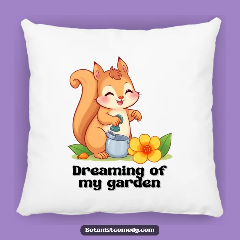 Funny Squirrel Pillow: Cozy Flower Garden Accent, Plush Funny Gift