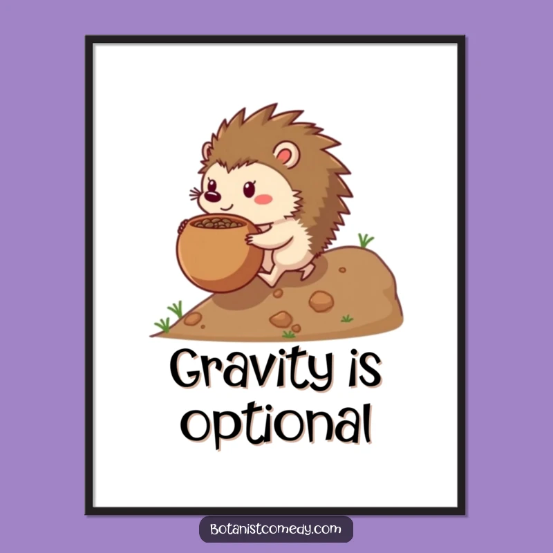 Funny Hedgehog Art Print: Motivational Decor, Hilarious Funny Gift
