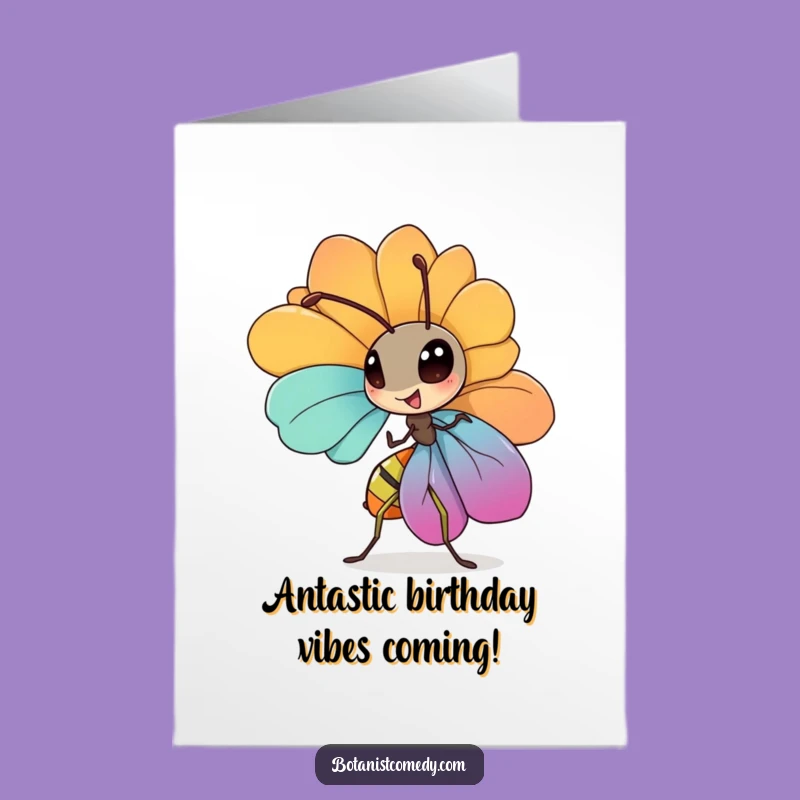 Free Printable Ant Birthday Card: Funny Hard Worker, Colorful Gift Surprise