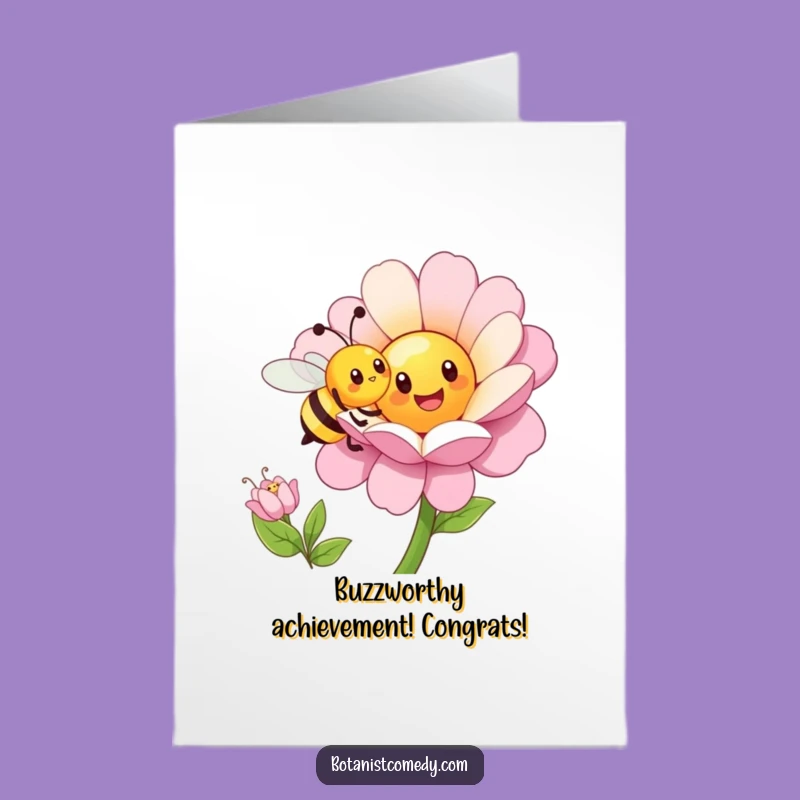 Free Printable Bee Congrats Card: Funny Pollinator, Cheerful Bloom Gift
