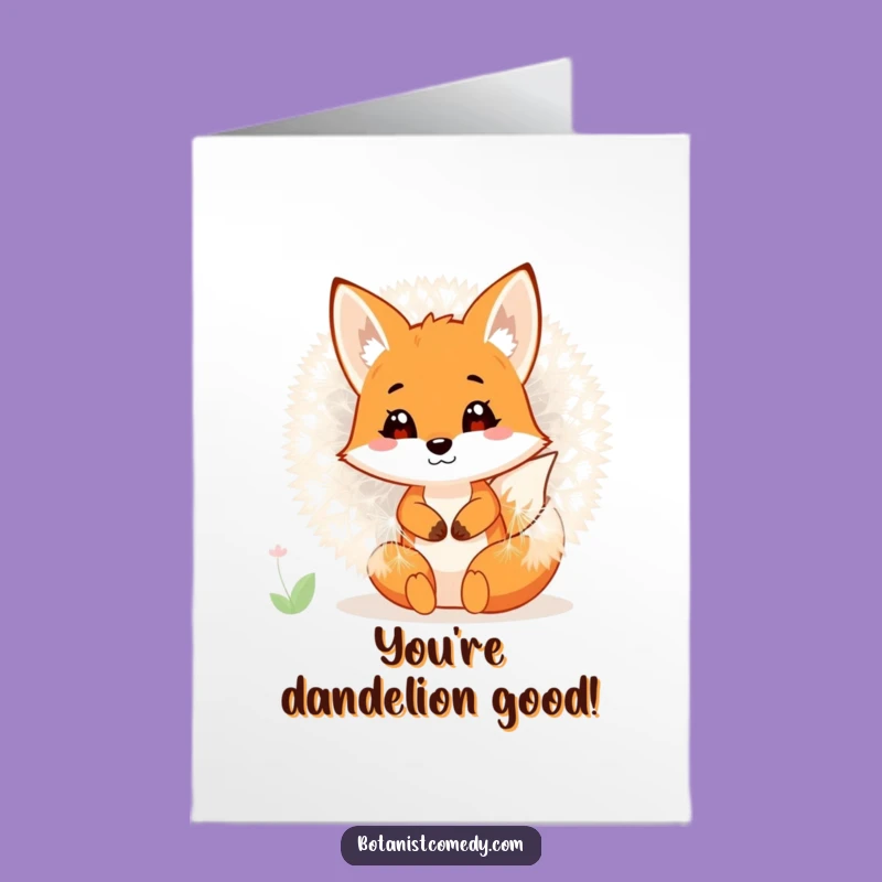 Free Printable Congrats Card: Fox in Dandelion, Clever Downloadable Winner Gift
