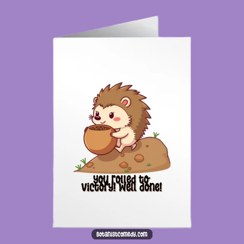 Free Printable Hedgehog Congrats Card: Funny Woodland Achievement, Downloadable Success