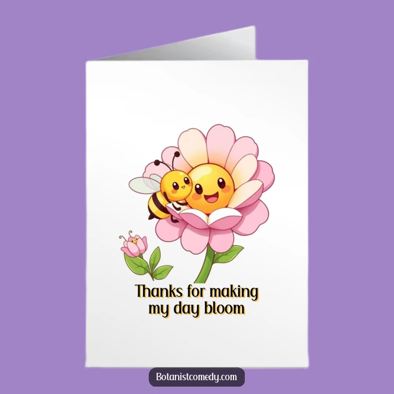 Free Printable Bee Thank You Card: Funny Pollinator, Cheerful Flower Gift