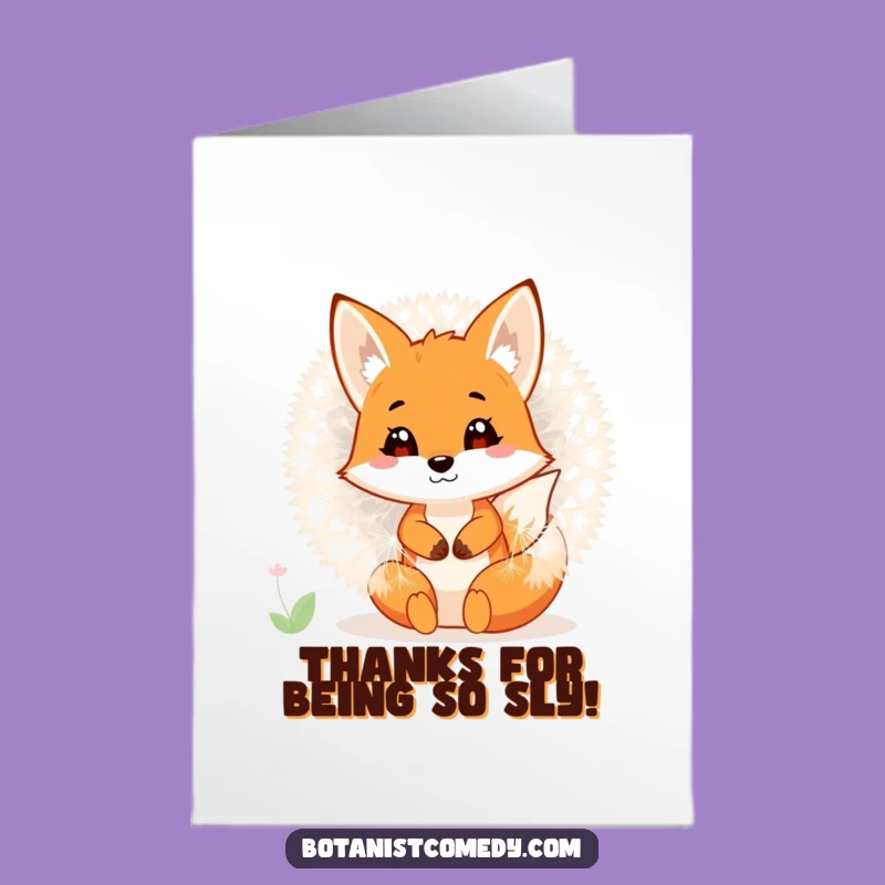 Free Printable Thank You Card: Fox in Dandelion, Sweet & Funny Downloadable Gift