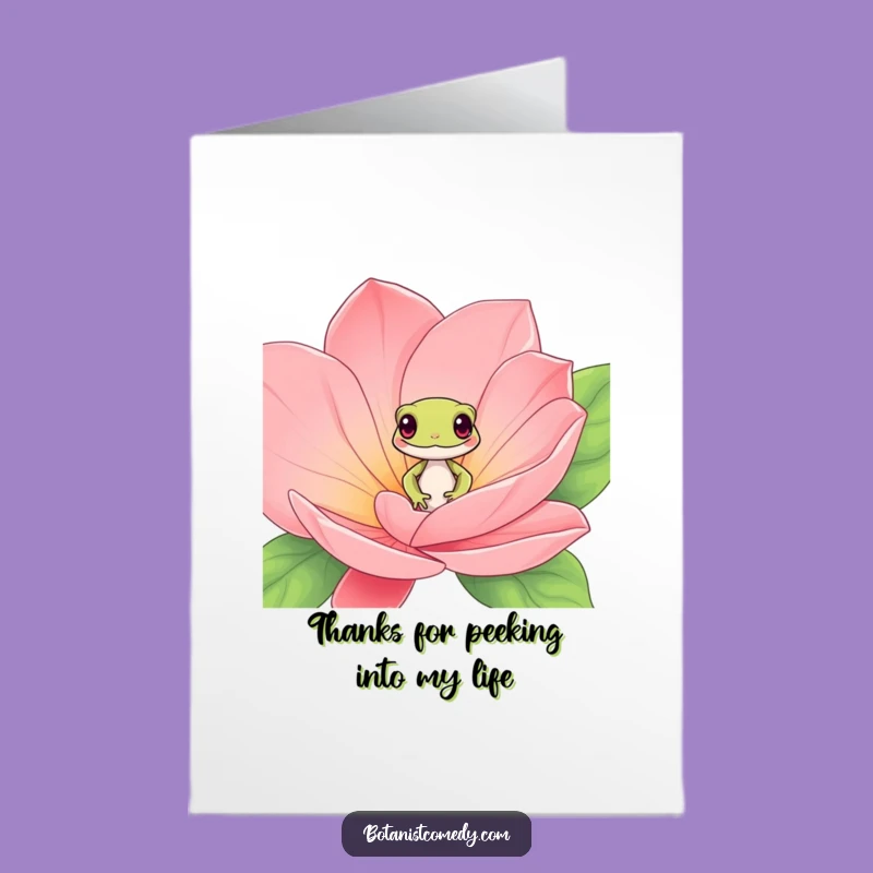 Free Printable Gecko Thank You Card: Funny Reptile, Exotic Bloom Gift