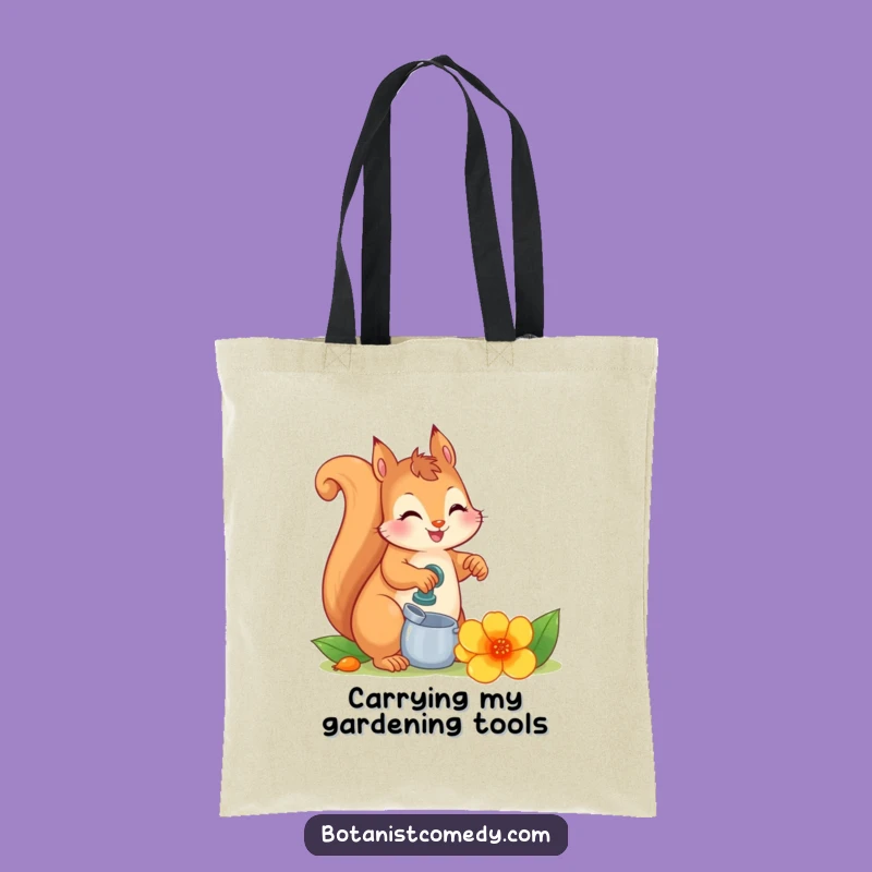 Funny Squirrel Tote Bag: Vibrant Flower Garden Accessory, Essential Funny Gift